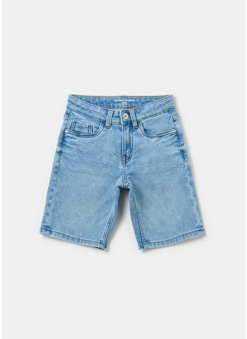 Ovs Denim Bermuda Shorts With Five Pockets