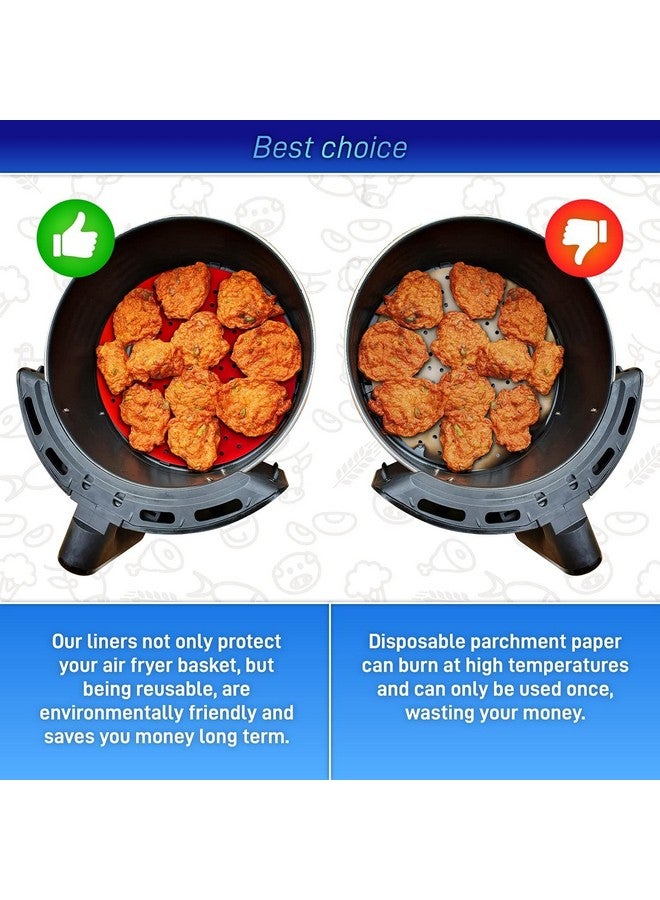 Trifecta Silicone Air Fryer Liners Non Stick and Easy Clean Air Fryer mats, Pad, Accessories Parchment Paper Replacement for Air Fryer Basket Air Frying, Steaming and Oven Baking Pack - 2 (Round - 8.5 IN) - Image 4