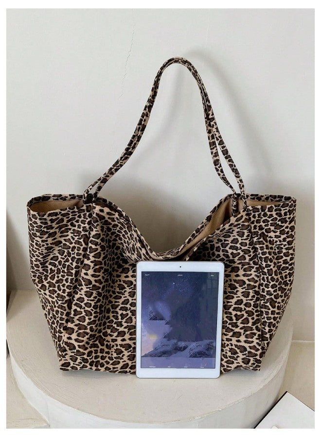 MakeMeChic Women's Y2K Leopard Tote Bags Going Out Cheetah Large Oversize Shoulder Bag Brown One Size - Image 3
