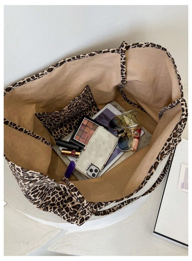 MakeMeChic Women's Y2K Leopard Tote Bags Going Out Cheetah Large Oversize Shoulder Bag Brown One Size - Image 4