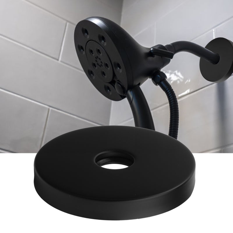 Large Shower Arm Flange 304 Stainless Steel Shower Arm Escutcheon Plate for G1/2in Pipe Replacement Home Black - Image 2