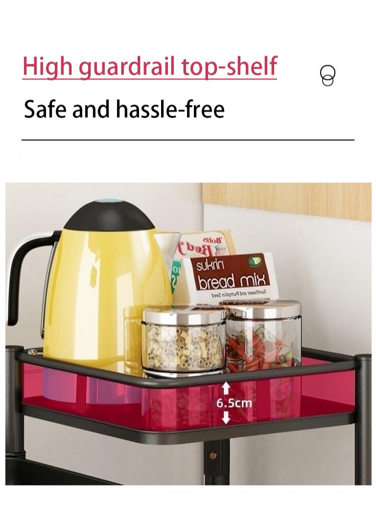 أساسيات يارا رف تخزين المطبخ متعدد الطبقات، رف مطبخ دوار مع 3 عجلات قابلة للتحريك للفواكه والخضروات والأغراض المنزلية باللون الأبيض - Image 4