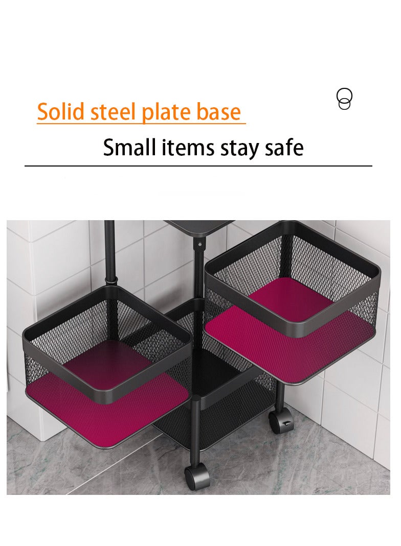 أساسيات يارا رف تخزين المطبخ متعدد الطبقات، رف مطبخ دوار مع 3 عجلات قابلة للتحريك للفواكه والخضروات والأغراض المنزلية باللون الأبيض - Image 5