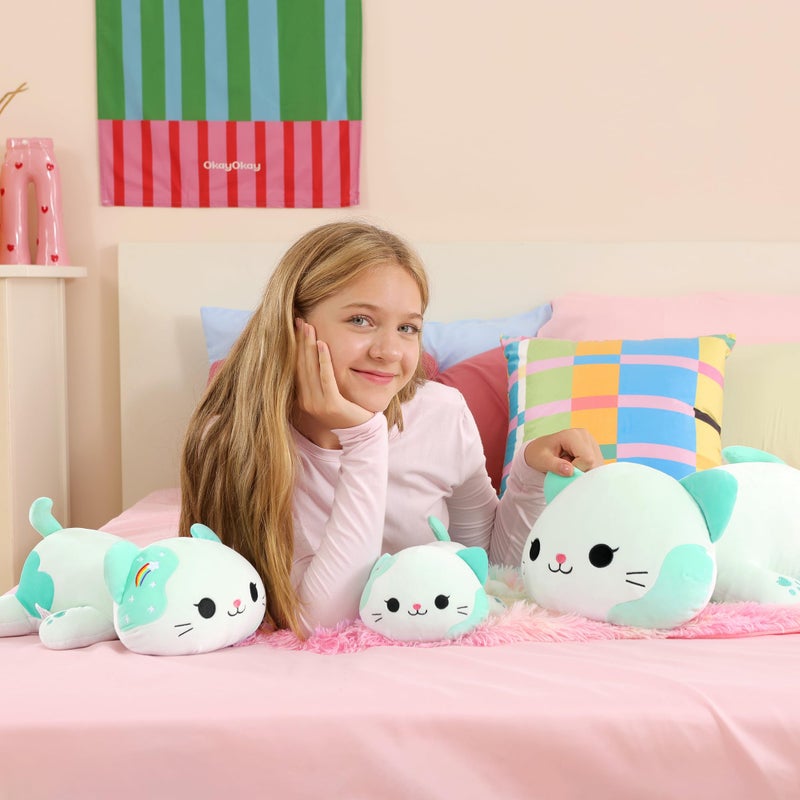 Onsoyours Original Rainbow Cat Plush 13 Inch Kitty Plushies Toy Blue Cat Kitten Stuffed Animal Soft Pillow Kawaii Plushie Gift for Kids & Adults (Rainbow Cat, 13") - Image 2