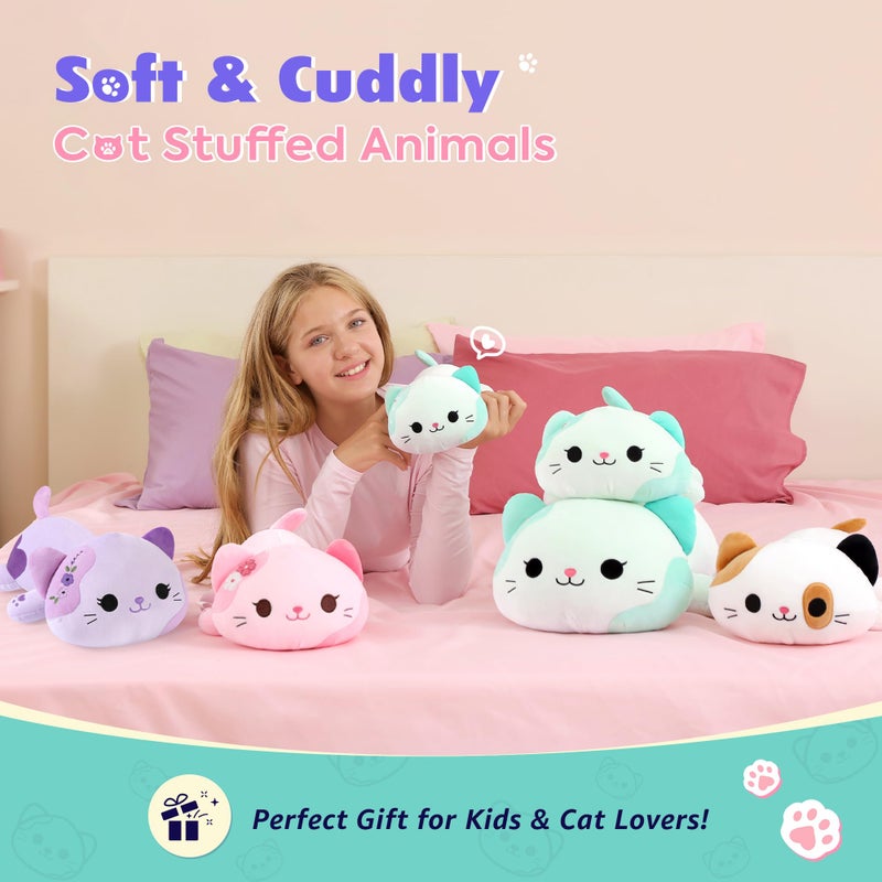 Onsoyours Original Rainbow Cat Plush 13 Inch Kitty Plushies Toy Blue Cat Kitten Stuffed Animal Soft Pillow Kawaii Plushie Gift for Kids & Adults (Rainbow Cat, 13") - Image 3