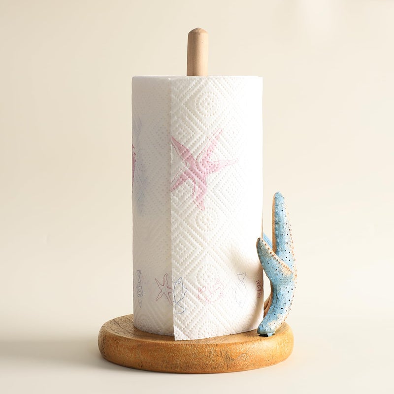 Bicuzat Retro Starfish Style Paper Towel Holder Stand, Resin Starfish Crafts Display for Kitchen Countertop, Cafe Western Restaurant Cake Shop Dessert Shop - Image 3