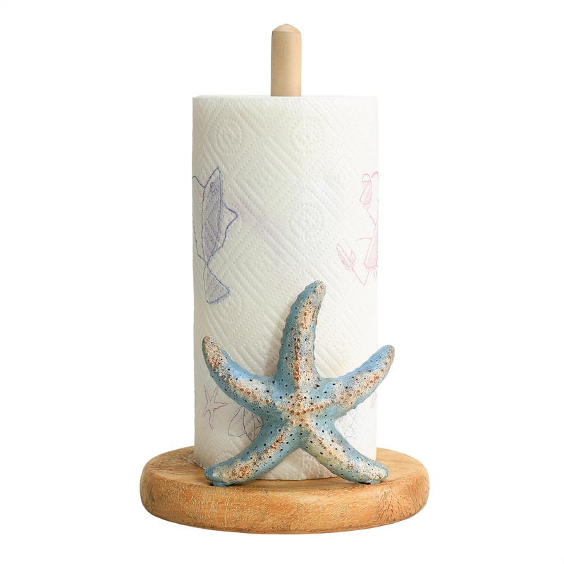 Bicuzat Retro Starfish Style Paper Towel Holder Stand, Resin Starfish Crafts Display for Kitchen Countertop, Cafe Western Restaurant Cake Shop Dessert Shop - Image 1
