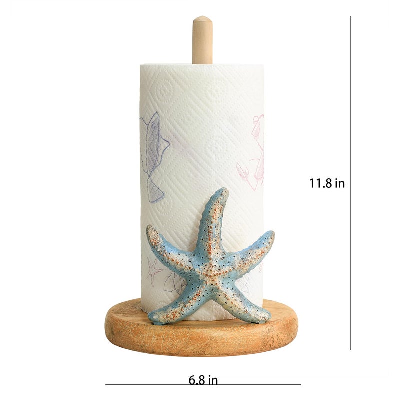 Bicuzat Retro Starfish Style Paper Towel Holder Stand, Resin Starfish Crafts Display for Kitchen Countertop, Cafe Western Restaurant Cake Shop Dessert Shop - Image 2