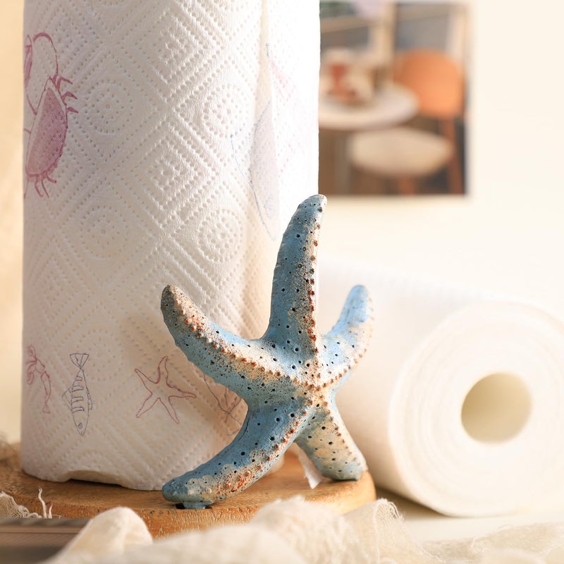 Bicuzat Retro Starfish Style Paper Towel Holder Stand, Resin Starfish Crafts Display for Kitchen Countertop, Cafe Western Restaurant Cake Shop Dessert Shop - Image 5