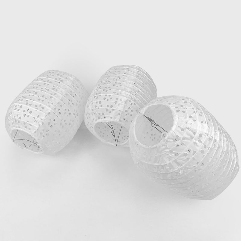 CRAPAPFERT 12Pack White Paper Lanterns Decorative Chinese Japanese Hanging Paper Lanterns Party Decorations 6.3Inch Oval Hollow Lamps for Valentines Wedding Anniversary Baby Shower Outdoor Indoor Birthday Decor - Image 3