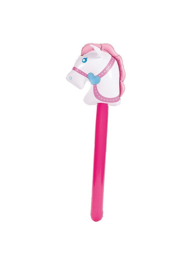 Fun Express Pony on a Stick Blow Up Horse Toy - Gift and Cowgirl Party Supplies - Image 1