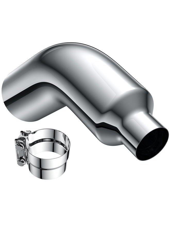 JY PERFORMANCE 4 Inch (ID) Diesel Exhaust Tip Elbow Tip 4'' Inlet 7'' Outlet 23'' Long Chrome Turndown Exhaust Tip with Clamp - Image 1