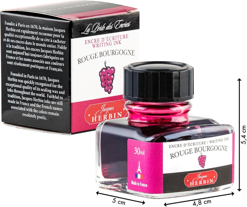 Jacques Herbin J. Herbin Fountain Pen Ink - 30 ml Bottled - Rouge Bourgogne - Image 2