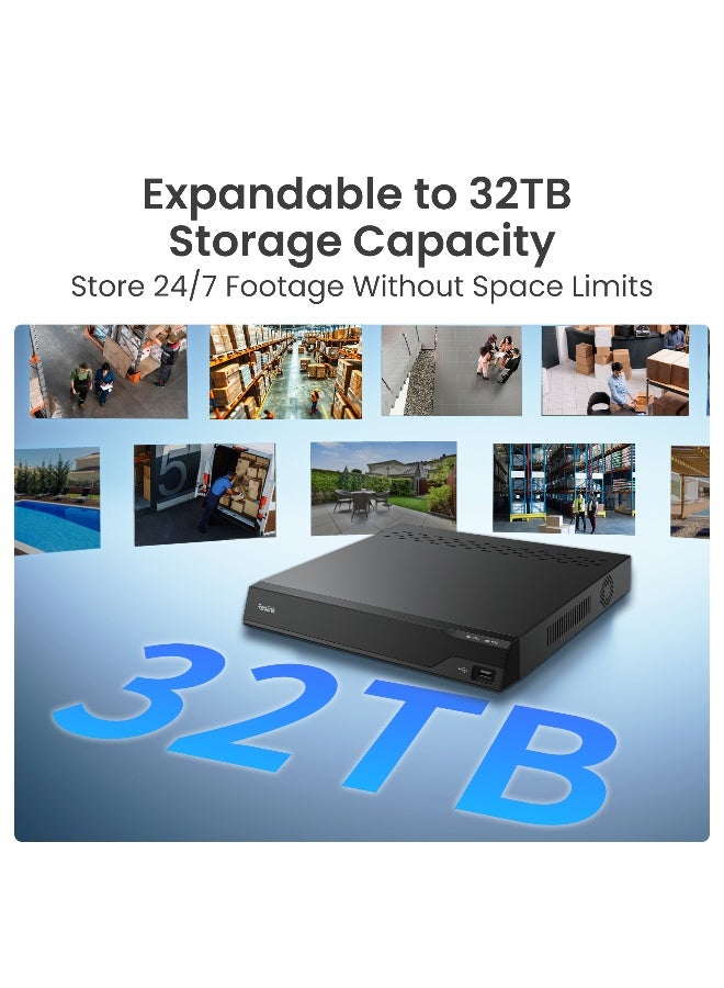 ريولينك مسجل فيديو شبكة احترافي PoE، دعم 16MP وسعة تخزين محلية قصوى 32TB (HDD غير مشمول)، خريطة حرارية، تسجيل مستمر على مدار 24/7، H.265، وصول عن بُعد متعدد المستخدمين، مراقبة داخلية وخارجية، RP-PN16 - Image 2