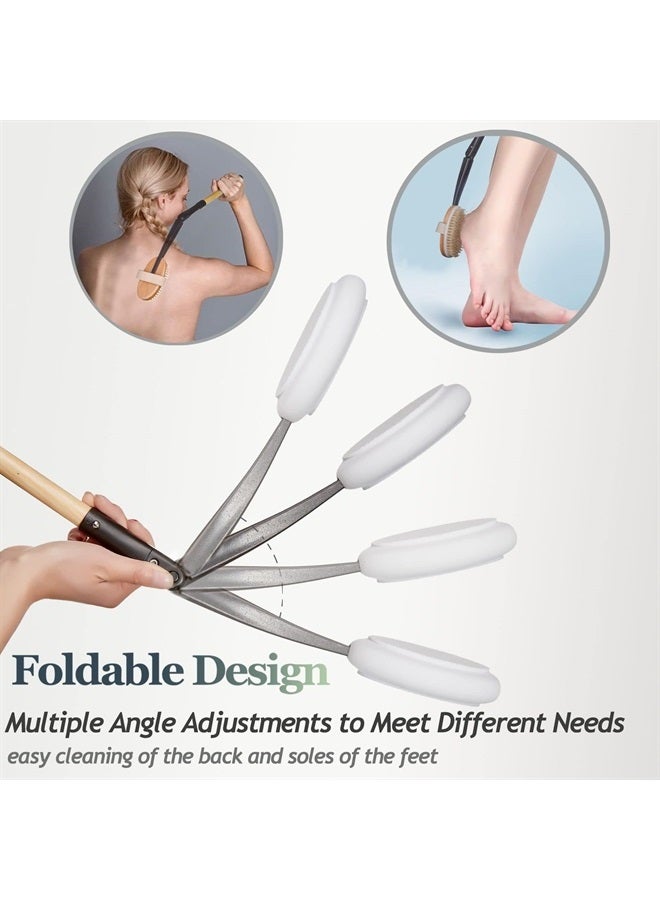 EASACE Long Handle Bath Body Brush & Lotion Applicator for Back Scrubber, Shower Brush with Soft Bristles for Wet or Dry - Image 3