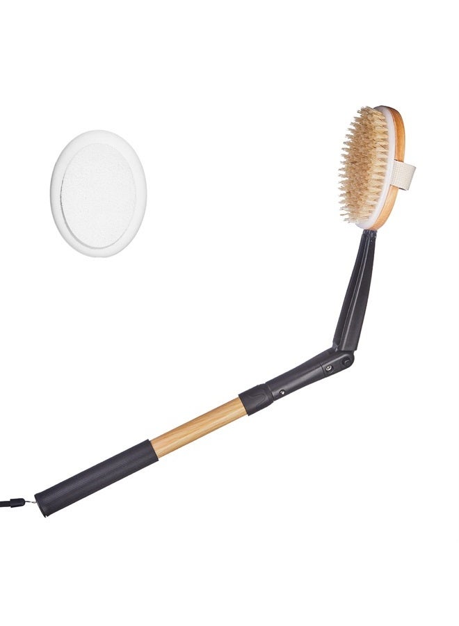 EASACE Long Handle Bath Body Brush & Lotion Applicator for Back Scrubber, Shower Brush with Soft Bristles for Wet or Dry - Image 1