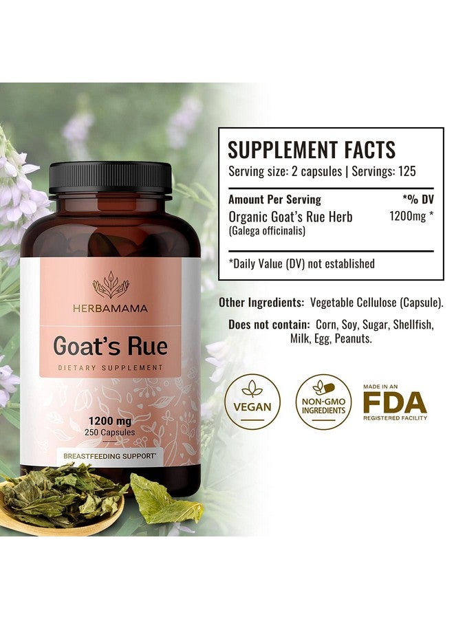 HERBAMAMA Goat Rue Capsules Galega Officinalis Nutritional Supplement 1200 Mg 250 Capsules Promotes Milk Flow Lactation & Mammary Tissue Development Nongmo Support For Breastfeeding - Image 3