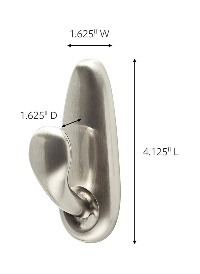Generic Command Classic Nickel Large Hook Silver color, 1 hook and 2 strips/pack | Holds 2.2 kg each hook | Organize | Decoration | No Tools | Holds Strongly | Damage-Free Hanging 3m  - Image 2