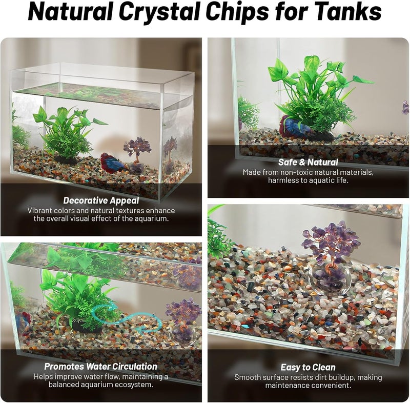 Orientrea 4.4lb Natural Mixed Crystal Chips- Mini Crushed Gemstones Bulk, Colorful Aquarium Fish Tank Gravel Rocks, Irregular Chips for Aquarium, Vase Fillers, Succulents, Indoor Planters & DIY Crafts - Image 3