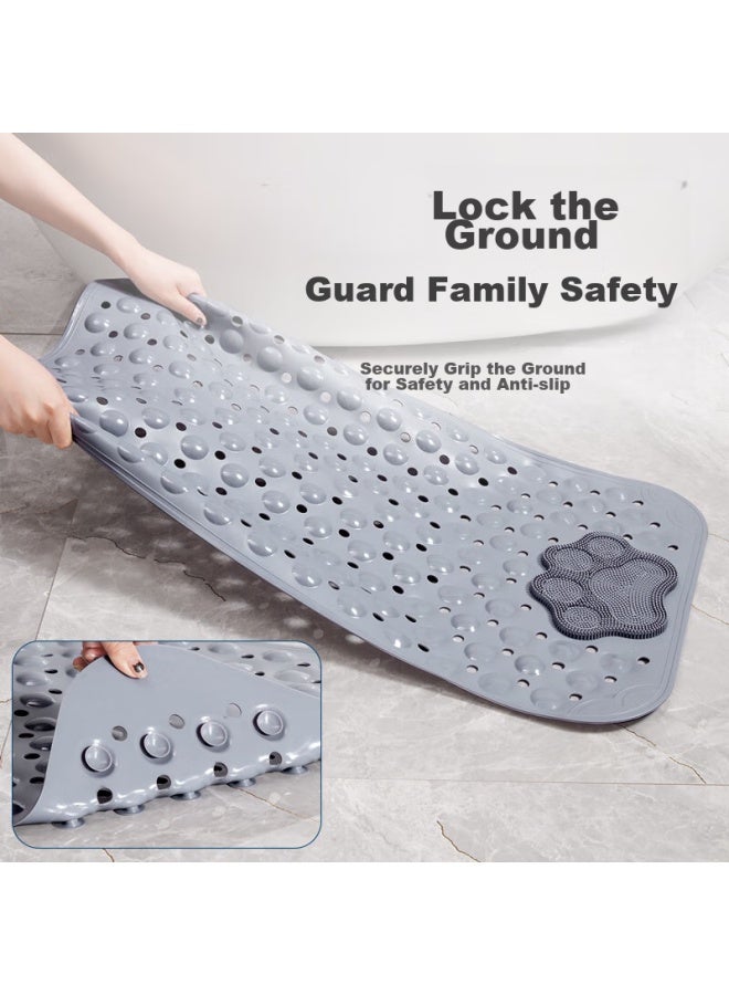 Zhujun Tpe Bathroom Shower Non-slip Mat, Multifunctional Massage Foot Pad, Bathroom Shower Anti-fall Mat, Gray, 50*80 - Image 2