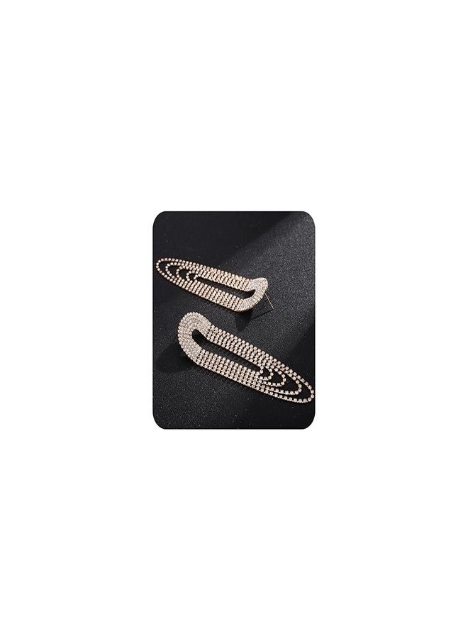 Xerling Full Rhinestones Tassel Earrings Iced Out Circle Hoop Earrings Layered Chain Crystal Bridal Earrings for Wedding Prom Bling Statement Earrings (Gold) - Image 1