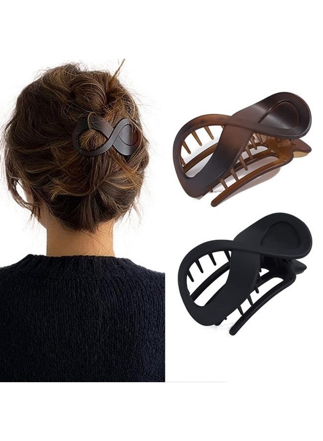 بريني مشبك شعر بريني فرينش كونكورد، مشابك شعر أكريليك على شكل مخلب، مشابك شعر سميكة ومسطحة، مشابك شعر على شكل موزة لتصفيف الشعر، إكسسوارات شعر للنساء والفتيات (عبوة من قطعتين) - Image 1