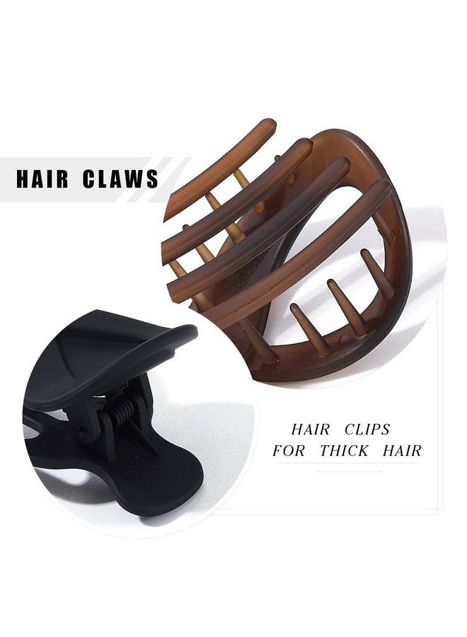 بريني مشبك شعر بريني فرينش كونكورد، مشابك شعر أكريليك على شكل مخلب، مشابك شعر سميكة ومسطحة، مشابك شعر على شكل موزة لتصفيف الشعر، إكسسوارات شعر للنساء والفتيات (عبوة من قطعتين) - Image 3