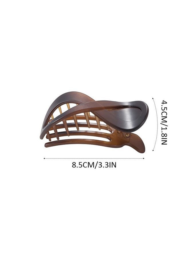 بريني مشبك شعر بريني فرينش كونكورد، مشابك شعر أكريليك على شكل مخلب، مشابك شعر سميكة ومسطحة، مشابك شعر على شكل موزة لتصفيف الشعر، إكسسوارات شعر للنساء والفتيات (عبوة من قطعتين) - Image 5