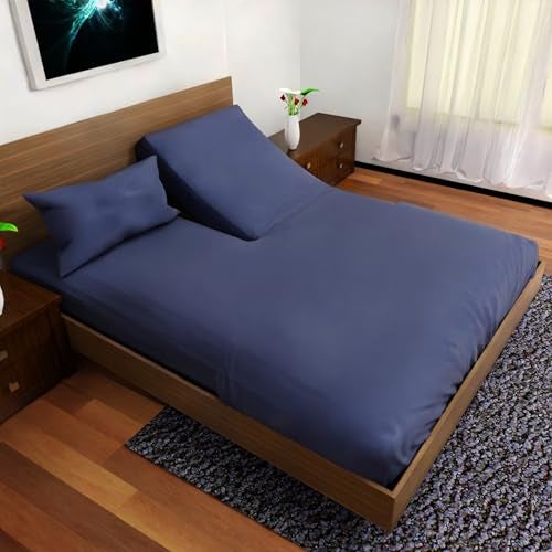 Royal Bliss 1900 ROYAL BLISS TOP Split King Royal Collection 1900 Egyptian Cotton Bamboo Quality Bed Sheet Set with 1 Fitted Sheet with 36in Split TOP 1 King Flat and 2 King PCasesNo Wrinkle Navy Blue 