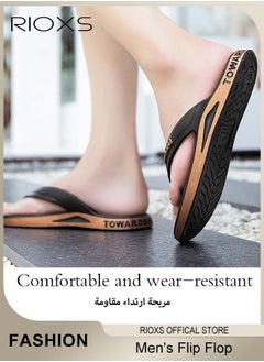 RIOXS Men's Flip Flop, Anti-Slip Shower Slippers, Ultra Soft Flat Beach Open Sandal, Comfort Fit Flip Flops, Lightweight Slippers For Men, Flipflops For Bathroom, Indoor Or Outdoor Use  - Image 3