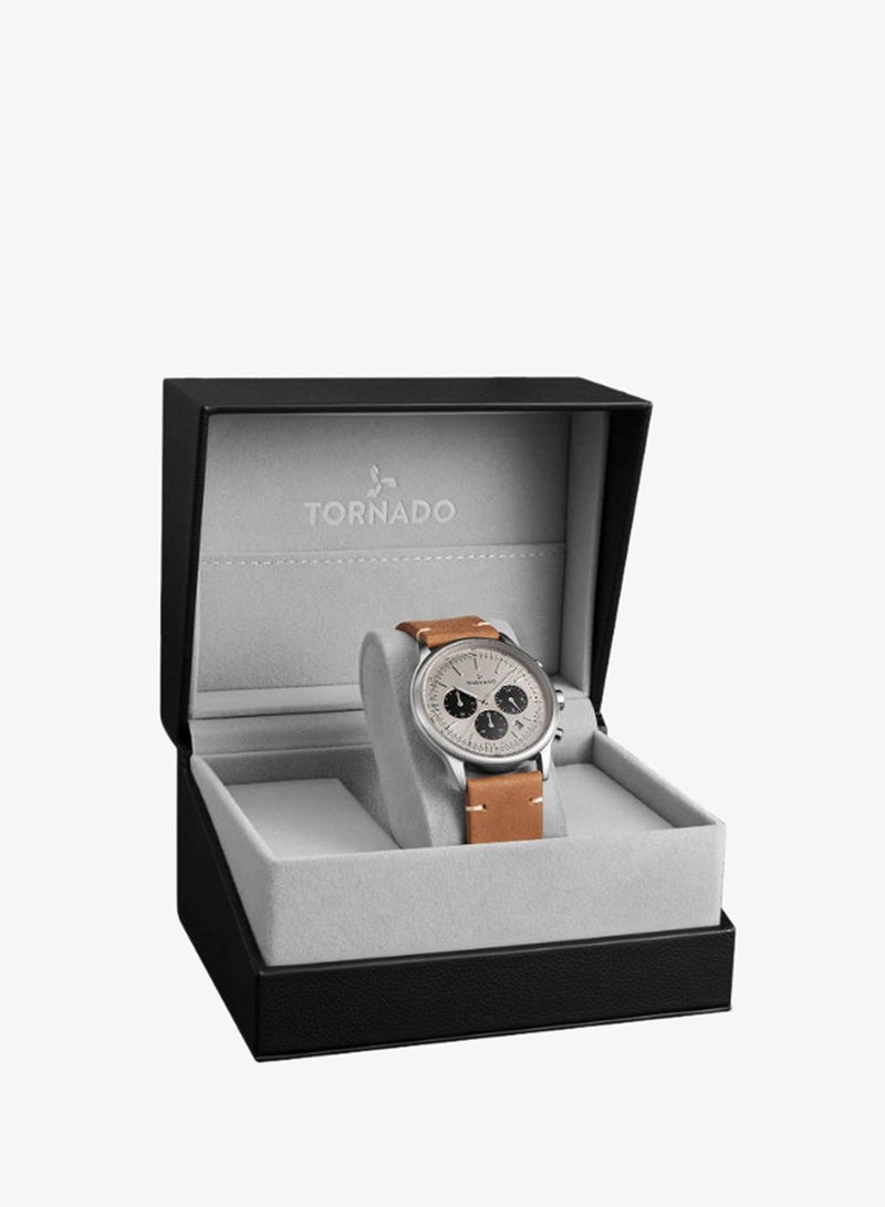 TORNADO Men's Watch, Multi Function Display and Leather Strap - T24108-SLEI - Image 4