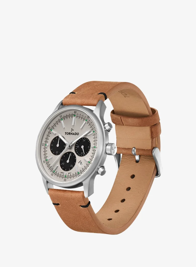TORNADO Men's Watch, Multi Function Display and Leather Strap - T24108-SLEI