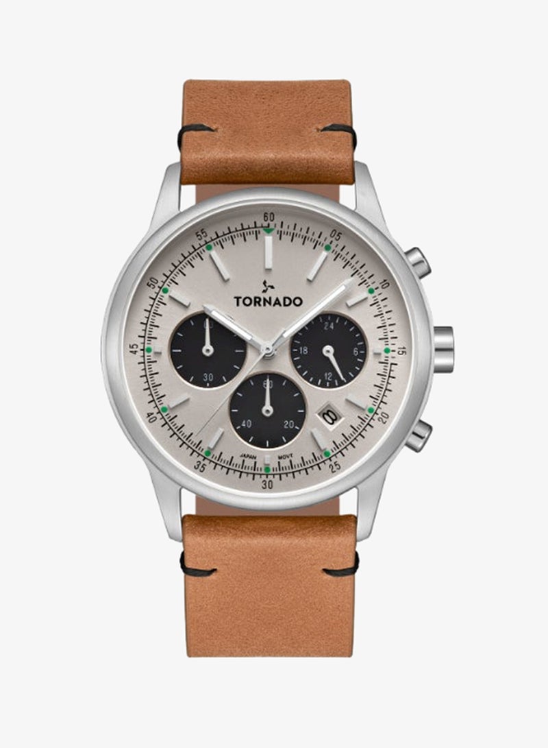 TORNADO Men's Watch, Multi Function Display and Leather Strap - T24108-SLEI - Image 1