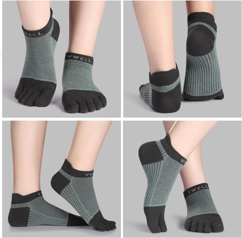 VWELL Store Cotton Toe Socks Five Finger Socks No Show Crew Athletic Running Socks 4 Pairs,Size 7-11 - Image 3