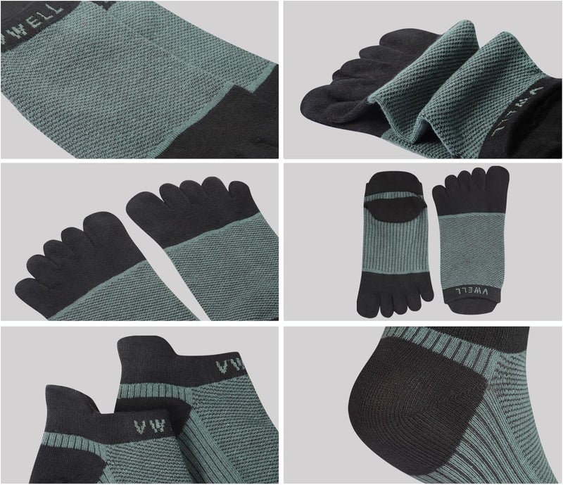 VWELL Store Cotton Toe Socks Five Finger Socks No Show Crew Athletic Running Socks 4 Pairs,Size 7-11 - Image 5
