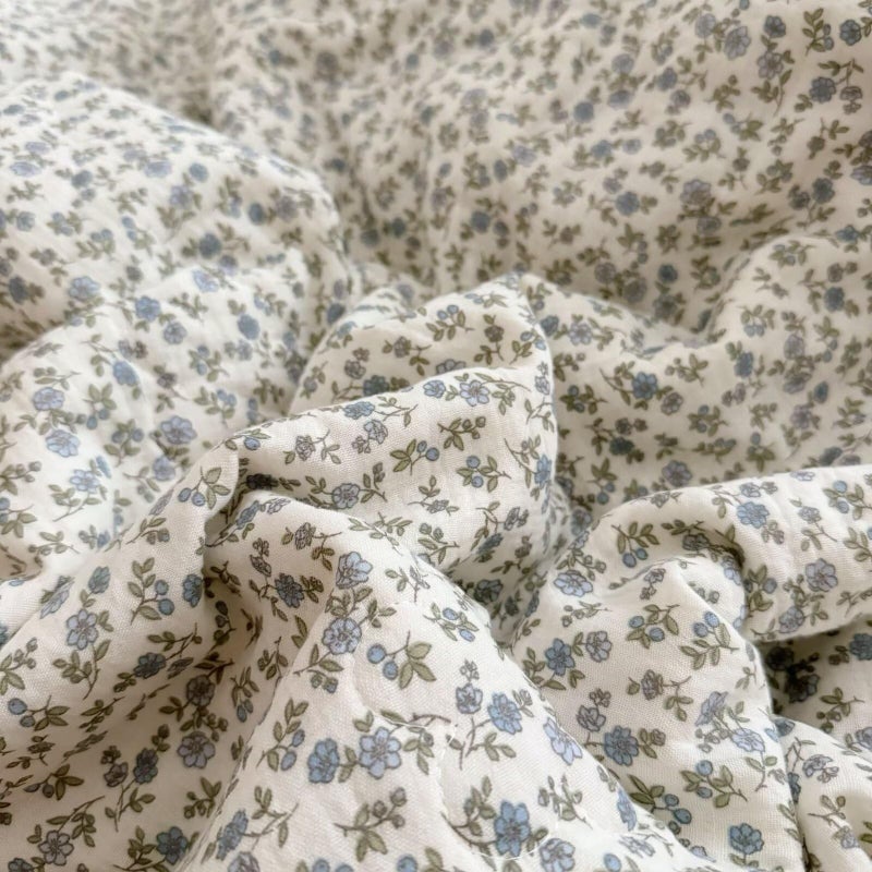 BuLuTu Cotton Muslin Toddler Blanket Blue Floral Print Kids Quilts for Crib Cot Soft Lightweight Boys Girls Comforter for All Seasons, Machine Washable, 47x59 Inches - Image 4