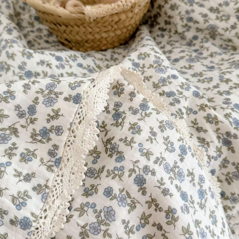 BuLuTu Cotton Muslin Toddler Blanket Blue Floral Print Kids Quilts for Crib Cot Soft Lightweight Boys Girls Comforter for All Seasons, Machine Washable, 47x59 Inches - Image 3