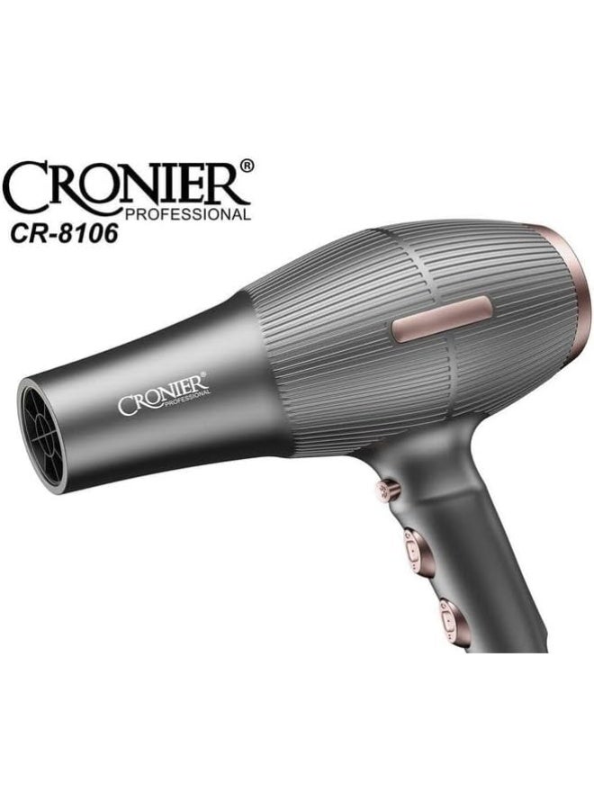 Cronier Professional Hair Dryer Superior Drying Performance with Multiple Settings, Ionic Care and Overheat Protection 3000W CR-8106 - Image 2