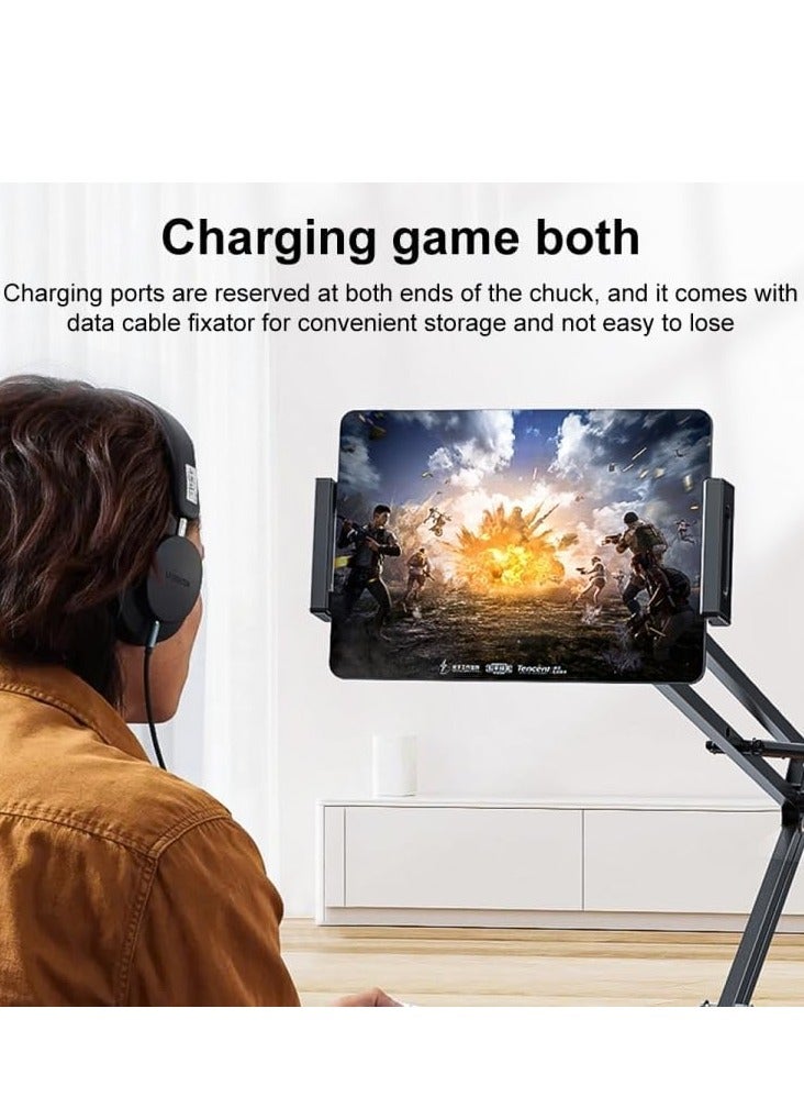 ELTRAZONE Multi-Adjustable Lazy Stand – Aluminum Alloy Desktop Holder for Tablets & Phones with Dual Slot Clamp and 3KG Heavy Metal Base - Image 4