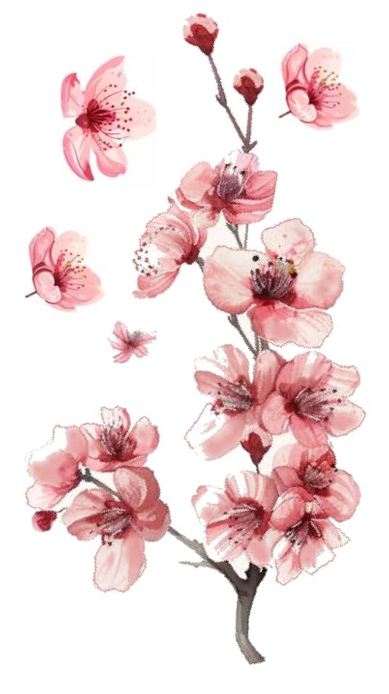 MAKTEM 3 PCS Red Cherry Blossom Car Decal Sticker Sakura Red Blossom Flower Design Vinyl Sticker for Window Bumper Mirror Hard case Floral Flower Waterproof Decoration 1 - Image 3