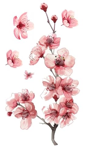 MAKTEM 3 PCS Red Cherry Blossom Car Decal Sticker Sakura Red Blossom Flower Design Vinyl Sticker for Window Bumper Mirror Hard case Floral Flower Waterproof Decoration 1 - Image 1