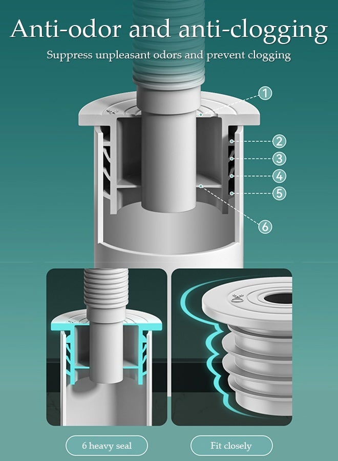 DUNISO Expandable Sink Drain Pipe Kit，1 Flip Type Drain, 1 Anti Odor Pipe，No Overflow Hole Odor Prevention Kit for Kitchen, Bathroom Basin，Applicable Inner Diameter of Sewer Pipe 35-40mm，Grey - Image 2