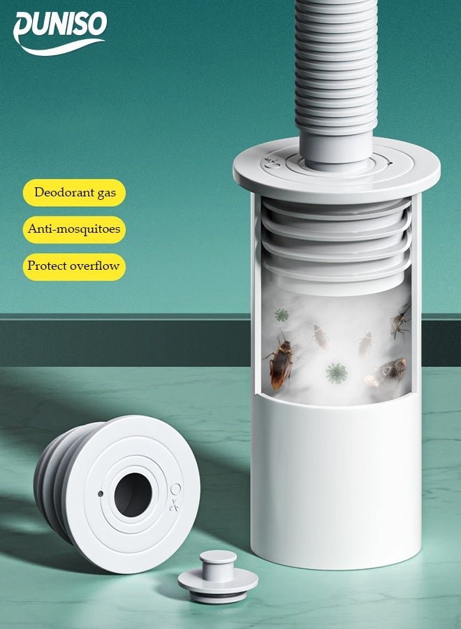 DUNISO Expandable Sink Drain Pipe Kit，1 Flip Type Drain, 1 Anti Odor Pipe，No Overflow Hole Odor Prevention Kit for Kitchen, Bathroom Basin，Applicable Inner Diameter of Sewer Pipe 35-40mm，Grey - Image 1