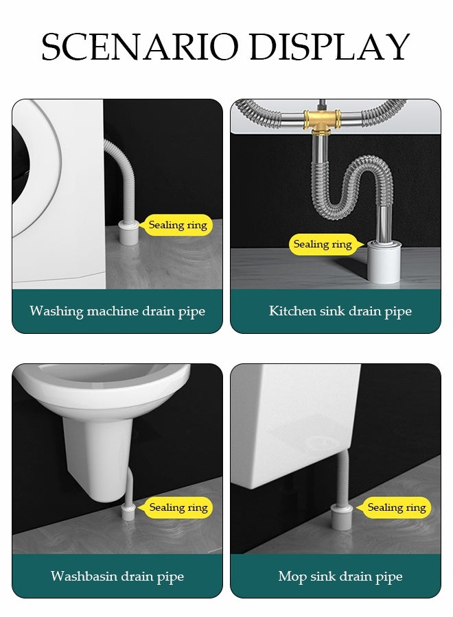 DUNISO Expandable Sink Drain Pipe Kit，1 Flip Type Drain, 1 Anti Odor Pipe，No Overflow Hole Odor Prevention Kit for Kitchen, Bathroom Basin，Applicable Inner Diameter of Sewer Pipe 35-40mm，Grey - Image 4
