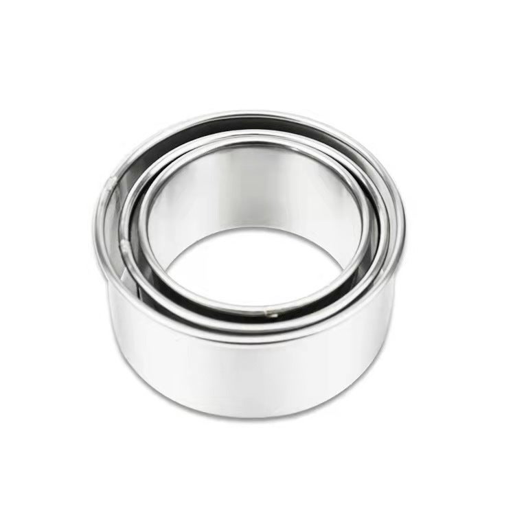 Stainless Steel Dumpling Cutter Biscuit Press Cake Mould Round three-piece set (pp bag packaging)