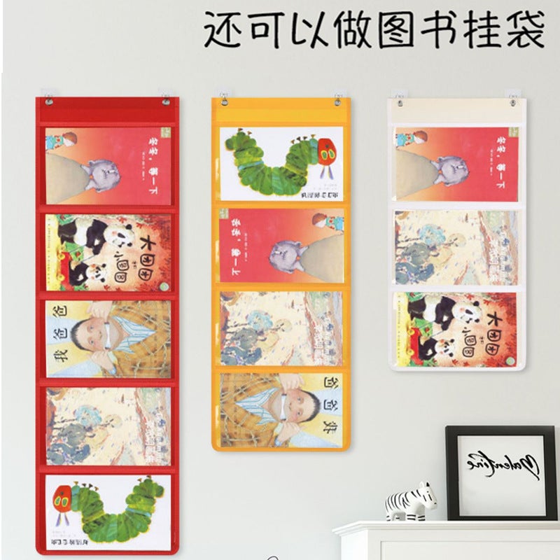 Kindergarten Painting Works Transparent Display Certificate Plastic Bag Oxford Cloth Storage Hand-Written Newspaper Classroom Storage Hanging Bag - Image 3