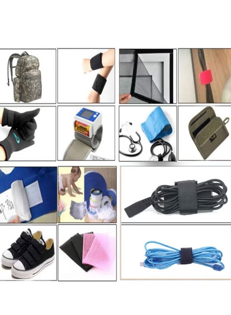 مجموعة من 10 أشرطة كابلات فيلكرو سوداء، نايلون ذاتي اللصق مع مشابك، قابلة للتعديل وإعادة الاستخدام لإدارة الكابلات - Image 5