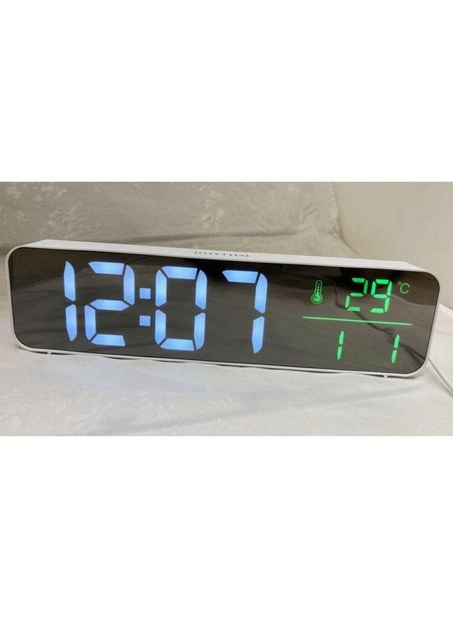 Rhythm LCD Wall and Table Digital Clock with Date/Temperature Display Black and White 7.1 x 3.9 x 26.5 cm LCW021NR03 - Image 2