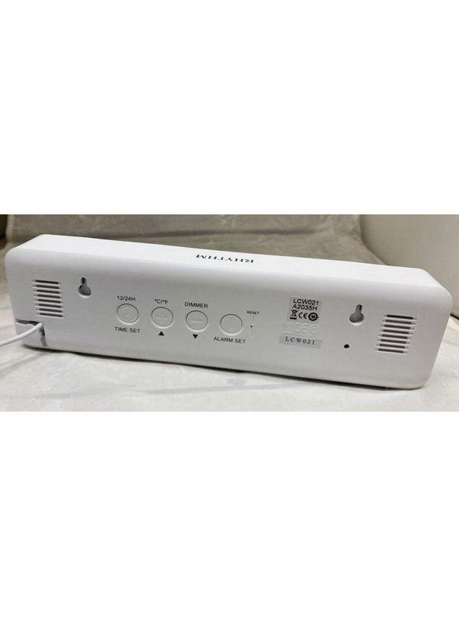 Rhythm LCD Wall and Table Digital Clock with Date/Temperature Display Black and White 7.1 x 3.9 x 26.5 cm LCW021NR03 - Image 3