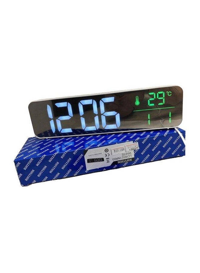 Rhythm LCD Wall and Table Digital Clock with Date/Temperature Display Black and White 7.1 x 3.9 x 26.5 cm LCW021NR03 - Image 1